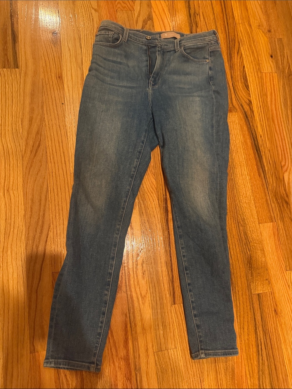 7 for all mankind Women's Blue Slim Straight Jeans